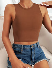 Load image into Gallery viewer, Natural Feelings Nudi Sports Bras for Women Removable Padded Yoga Tank Tops Sleeveless Fitness Workout Crop Tops Coffee Brown
