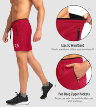 Load image into Gallery viewer, G Gradual Men's 5" Running Shorts with Zip Pockets – Quick-Dry Gym &amp; Athletic Workout Shorts in Red
