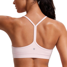 Load image into Gallery viewer, CRZ YOGA Butterluxe Womens Y Back Sports Bra - Padded Racerback Low Impact Spaghetti Thin Strap Workout Yoga Top Strawberry Pink
