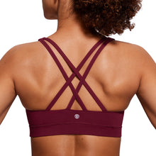 Load image into Gallery viewer, CRZ YOGA Women's Strappy Sports Bras Fitness Workout Padded Yoga Criss Cross Back Cami Red Merlot
