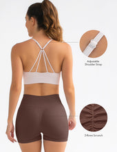 Load image into Gallery viewer, FRESOUGHT Yoga Tummy Control Booty Shorts for Women High Waist,Seamless Athletic Workout Shirt 2 Piece Outfits Set Brown
