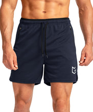 Load image into Gallery viewer, G Gradual Men's 5" Running Shorts with Zip Pockets – Quick-Dry Gym &amp; Athletic Workout Shorts in Navy
