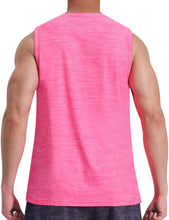 Load image into Gallery viewer, EZRUN Men's Quick Dry Muscle Tank Top – Sleeveless Gym &amp; Athletic Workout Shirt | Neon Pink
