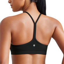Load image into Gallery viewer, CRZ YOGA Butterluxe Womens Y Back Sports Bra - Padded Racerback Low Impact Spaghetti Thin Strap Workout Yoga Top Black
