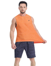 Load image into Gallery viewer, EZRUN Men's Quick Dry Muscle Tank Top – Sleeveless Gym &amp; Athletic Workout Shirt | Orange
