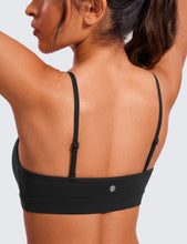 Load image into Gallery viewer, CRZ YOGA Butterluxe V-Neck Sports Bras for Women - Adjustable Thin Straps Padded Yoga Top Basic Wireless Camisole Black
