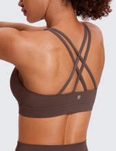 Load image into Gallery viewer, CRZ YOGA Women's Strappy Sports Bras Fitness Workout Padded Yoga Criss Cross Back Cami Taupe
