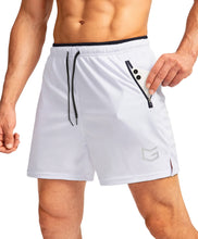Load image into Gallery viewer, G Gradual Men's 5" Running Shorts with Zip Pockets – Quick-Dry Gym &amp; Athletic Workout Shorts in White
