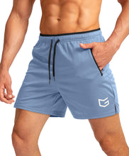 Load image into Gallery viewer, G Gradual Men's 5" Running Shorts with Zip Pockets – Quick-Dry Gym &amp; Athletic Workout Shorts in Light Blue
