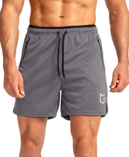 Load image into Gallery viewer, G Gradual Men's 5" Running Shorts with Zip Pockets – Quick-Dry Gym &amp; Athletic Workout Shorts in Grey
