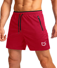 Load image into Gallery viewer, G Gradual Men's 5" Running Shorts with Zip Pockets – Quick-Dry Gym &amp; Athletic Workout Shorts in Red
