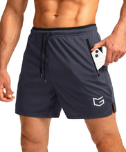 Load image into Gallery viewer, G Gradual Men's 5" Running Shorts with Zip Pockets – Quick-Dry Gym &amp; Athletic Workout Shorts in Dark Grey
