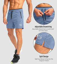 Load image into Gallery viewer, G Gradual Men's 5" Running Shorts with Zip Pockets – Quick-Dry Gym &amp; Athletic Workout Shorts in Light Blue
