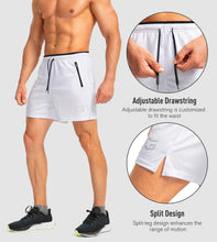 Load image into Gallery viewer, G Gradual Men's 5" Running Shorts with Zip Pockets – Quick-Dry Gym &amp; Athletic Workout Shorts in White
