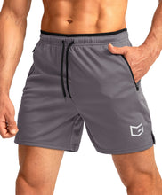 Load image into Gallery viewer, G Gradual Men's 5" Running Shorts with Zip Pockets – Quick-Dry Gym &amp; Athletic Workout Shorts in Grey
