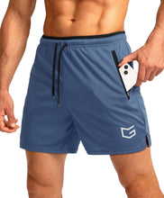 Load image into Gallery viewer, G Gradual Men's 5" Running Shorts with Zip Pockets – Quick-Dry Gym &amp; Athletic Workout Shorts in Dusty Blue
