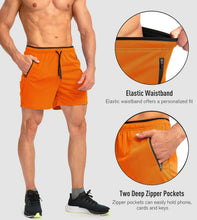 Load image into Gallery viewer, G Gradual Men's 5" Running Shorts with Zip Pockets – Quick-Dry Gym &amp; Athletic Workout Shorts in Orange
