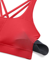 Load image into Gallery viewer, CRZ YOGA Women's Strappy Sports Bras Fitness Workout Padded Yoga Criss Cross Back Cami Crimson

