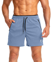 Load image into Gallery viewer, G Gradual Men's 5" Running Shorts with Zip Pockets – Quick-Dry Gym &amp; Athletic Workout Shorts in Light Blue
