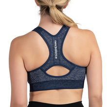 Load image into Gallery viewer, New Balance Women's Seamless MID Impact Heather Keyhole Sport Bra with Removable Pads, Pigment
