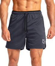 Load image into Gallery viewer, G Gradual Men's 5" Running Shorts with Zip Pockets – Quick-Dry Gym &amp; Athletic Workout Shorts in Dark Grey
