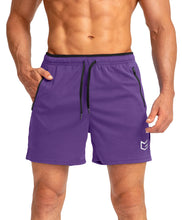Load image into Gallery viewer, G Gradual Men's 5" Running Shorts with Zip Pockets – Quick-Dry Gym &amp; Athletic Workout Shorts in Purple

