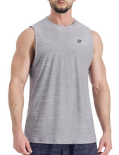 Load image into Gallery viewer, EZRUN Men's Quick Dry Muscle Tank Top – Sleeveless Gym &amp; Athletic Workout Shirt | Light Grey
