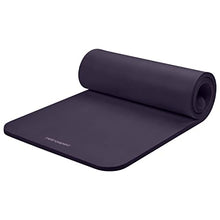 Load image into Gallery viewer, Retrospec Solana Yoga Mat 1" Thick w/Nylon Strap for Men &amp; Women - Non Slip Exercise Mat for Home Yoga, Pilates, Stretching, Floor &amp; Fitness Workouts - Eggplant
