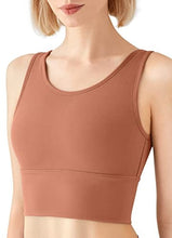 Load image into Gallery viewer, High Neck Sports Bra for Women Longline Low Back Sports Bras Medium Impact Padded Workout Crop Tops for Yoga Gym
