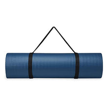 Load image into Gallery viewer, Gaiam Essentials Thick Yoga Mat Fitness &amp; Exercise Mat with Easy-Cinch Carrier Strap, Navy, 72"L X 24"W X 2/5 Inch Thick
