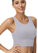 Load image into Gallery viewer, High Neck Sports Bra for Women Longline Full Coverage Sports Bras Medium Impact Padded Workout Crop Tops for Yoga Gym
