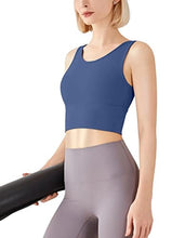 Load image into Gallery viewer, High Neck Sports Bra for Women Longline Low Back Sports Bras Medium Impact Padded Workout Crop Tops for Yoga Gym
