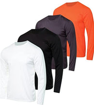 Load image into Gallery viewer, 4 Pack:Mens Long Sleeve T-Shirt Workout Clothes Quick Dry Fit Gym Tee Shirt Athletic Active Performance Casual Moisture Wicking Exercise Clothing Running Cool Sport Training Undershirt Top-Set 10-S
