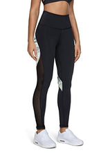Load image into Gallery viewer, QUEENIEKE Women Yoga Pants Blocking Mesh Workout Running Leggings Tights with Pockets XS Colorful Black
