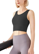 Load image into Gallery viewer, High Neck Sports Bra for Women Longline Low Back Sports Bras Medium Impact Padded Workout Crop Tops for Yoga Gym
