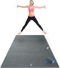 Load image into Gallery viewer, Premium Extra Large Exercise Mat - 8' x 4' x 1/4" Ultra Durable, Non-Slip, Workout Mats for Home Gym Flooring - Jump, Cardio, MMA Mat - Use With or Without Shoes (96" Long x 48" Wide x 6mm Thick)
