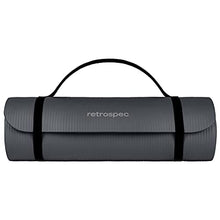 Load image into Gallery viewer, Retrospec Solana Yoga Mat 1" Thick w/Nylon Strap for Men &amp; Women - Non Slip Exercise Mat for Home Yoga, Pilates, Stretching, Floor &amp; Fitness Workouts - Graphite
