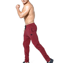 Load image into Gallery viewer, BROKIG Mens Zip Joggers Pants - Casual Gym Workout Track Pants Comfortable Slim Fit Tapered Sweatpants with Pockets (Burgundy)
