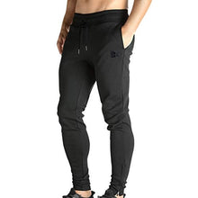 Load image into Gallery viewer, BROKIG Mens Zip Jogger Pants - Casual Gym Fitness Trousers Comfortable Tracksuit Slim Fit Bottoms Sweat Pants with Pockets (Black)
