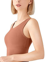 Load image into Gallery viewer, High Neck Sports Bra for Women Longline Low Back Sports Bras Medium Impact Padded Workout Crop Tops for Yoga Gym
