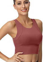 Load image into Gallery viewer, High Neck Sports Bra for Women Longline Full Coverage Sports Bras Medium Impact Padded Workout Crop Tops for Yoga Gym

