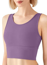 Load image into Gallery viewer, High Neck Sports Bra for Women Longline Low Back Sports Bras Medium Impact Padded Workout Crop Tops for Yoga Gym
