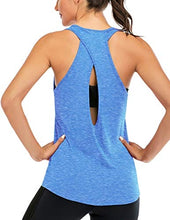 Load image into Gallery viewer, ICTIVE Womens Cross Backless Workout Tops for Women Racerback Tank Tops Open Back Running Tank Tops Muscle Tank Yoga Shirts Workout Tank Tops for Women Yoga Tops Active Tanks Light Blue
