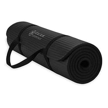 Load image into Gallery viewer, Gaiam Essentials Thick Yoga Mat Fitness &amp; Exercise Mat with Easy-Cinch Carrier Strap, Black, 72"L X 24"W X 2/5 Inch Thick
