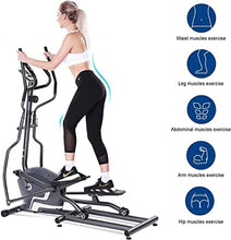 Load image into Gallery viewer, Elliptical Machine Cross Trainer 11lb Front Flywheel Magnetic Exercise Machine with 8 Level Adjustable Resistance LCD Monitor Pulse Rate Moving Wheels Smooth Quiet for Indoor Home Workout
