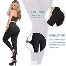 Load image into Gallery viewer, AIMILIA Textured Anti Cellulite Leggings for Women High Waisted Yoga Pants Workout Tummy Control Sport Tights Black
