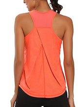 Load image into Gallery viewer, Aeuui Workout Tops for Women Mesh Racerback Tank Yoga Shirts Gym Clothes Orange
