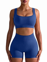 Load image into Gallery viewer, OQQ Workout Outfits for Women 2 Piece Seamless Ribbed High Waist Leggings with Sports Bra Exercise Set Darkgreen

