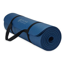 Load image into Gallery viewer, Gaiam Essentials Thick Yoga Mat Fitness &amp; Exercise Mat with Easy-Cinch Carrier Strap, Navy, 72"L X 24"W X 2/5 Inch Thick
