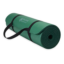 Load image into Gallery viewer, Gaiam Essentials Thick Yoga Mat Fitness &amp; Exercise Mat with Easy-Cinch Carrier Strap, Green, 72"L X 24"W X 2/5 Inch Thick
